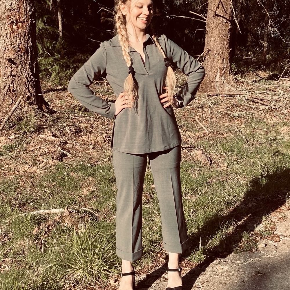 Theory Grey Pantsuit Lycra/Wool Pant & Jacket M 8 - Picture 7 of 16